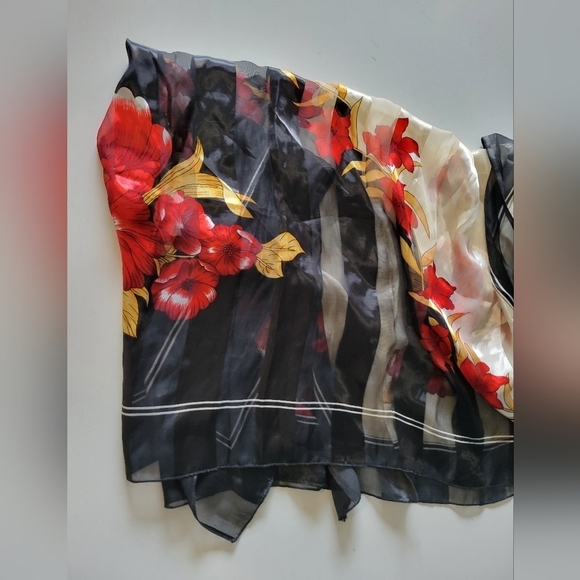 Floral Print Striped Scarf - Picture 5 of 10